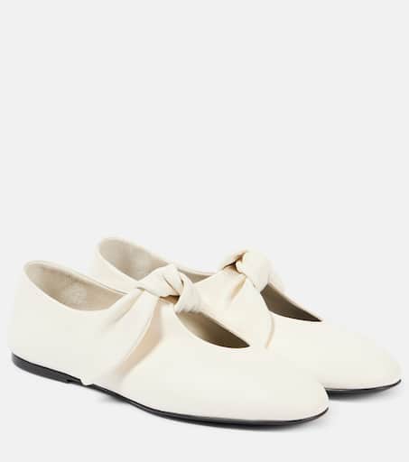 【送料&関税込】The Row Hereditas Bow Detailed Ballet Flats The Row Hereditas Leather Ballet Flats | Harrods UK