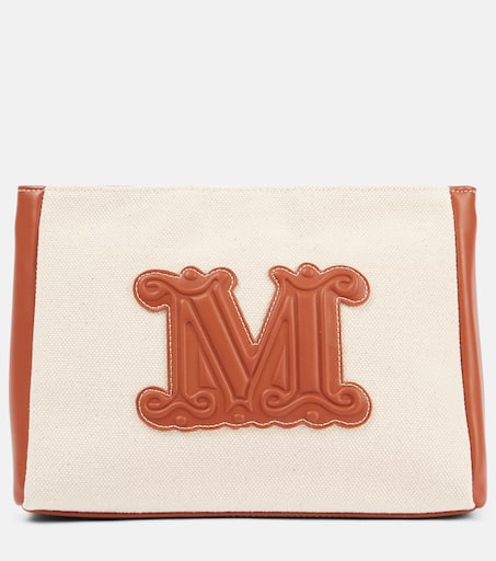 【MAX MARA】CASCIABEACH CLUTCH Casciabeach Small canvas clutch in neutrals - Max Mara