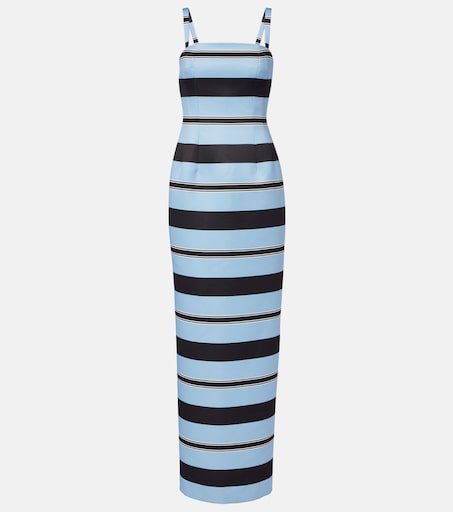 blue dress with black stripes Black and Blue Striped Slip Dress
