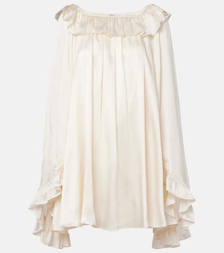【関税&送料込】Chloe Milky White Mini Dress In Silk Ruffled silk minidress in white - Chloe | Mytheresa