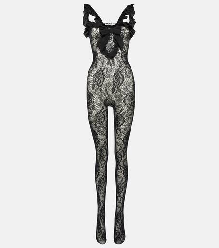 Haute Monde Womens Small Black Floral Lace Sheer Bodysuit NEW #YY96