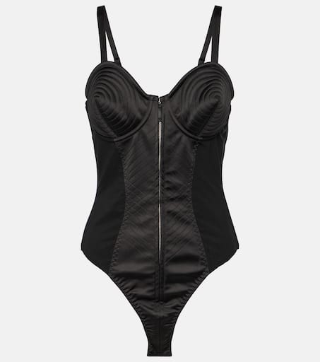 Satin-trimmed bodysuit in black - Jean Paul Gaultier