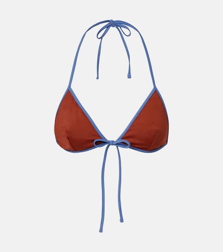 Logo triangle bikini top in orange - Prada | Mytheresa