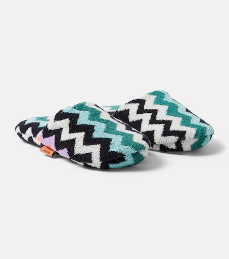 Best Zigzag cotton terry slippers in multicoloured - Missoni | Mytheresa
