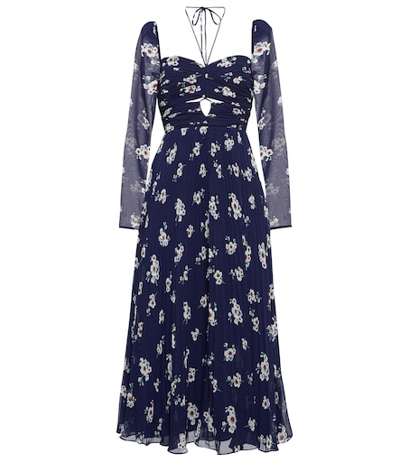 white christmas dresses Baby Blue Fine Lace Midi Dress – self-portrait main image 1