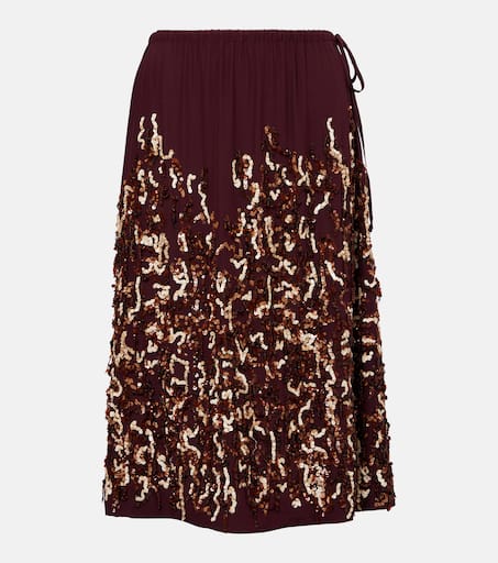 スカート DRIES VAN NOTEN PRINTED SILK MIDI SKIRT Dries Van Noten Printed Silk Midi Skirt in Metallic | Lyst
