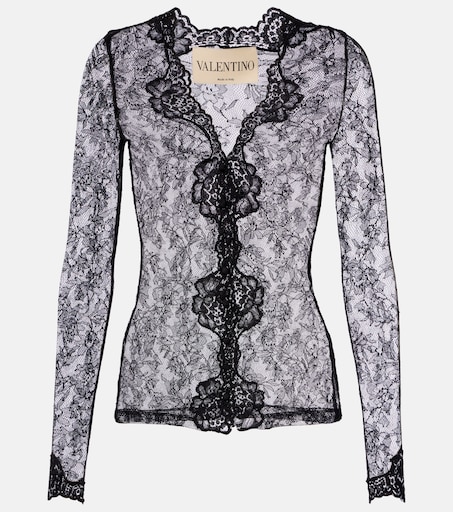 Floral sheer lace cardigan in black - Valentino | Mytheresa