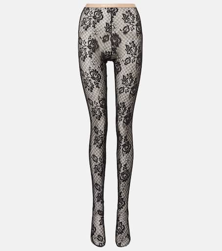 タイツ・ソックス VALENTINO GARAVANI LYCRA TIGHTS WITH FLORAL PATTERN Valentino Garavani Stretch-Corded Lace Tights in Black | Lyst