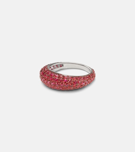 Disco 18kt white gold ring with rubies