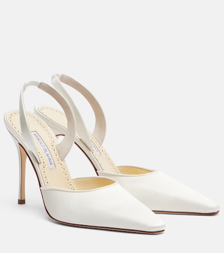 Borelapla satin slingback pumps in white - Manolo Blahnik | Mytheresa