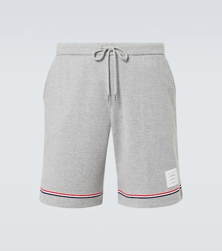 Striped mid-rise cotton shorts in grey - Thom Browne | Mytheresa