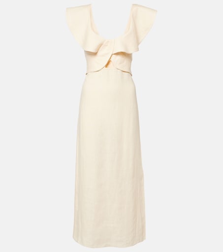 Johanna Ortiz Ruffled linen midi dress