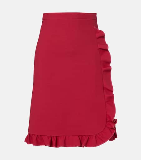 Crepe Couture ruffled midi skirt in red - Valentino | Mytheresa