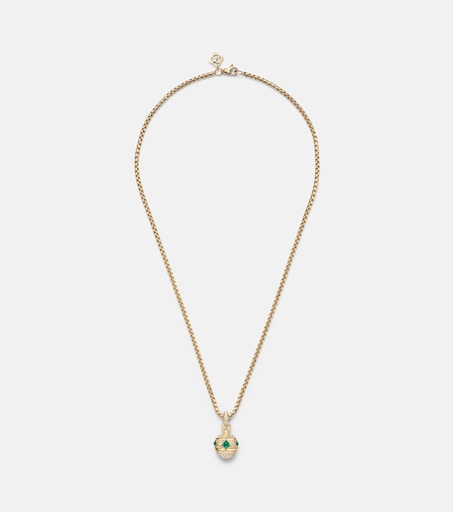 Renaissance® 18kt gold pendant necklace with diamonds and emeralds