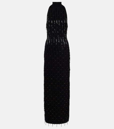 chinese dress ladies Embellished Bandeau Maxi Dress in Black - 8