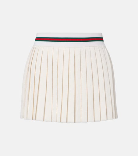 GUCCI ホワイト フレアスカート GG jacquard pleated miniskirt in white - Gucci | Mytheresa