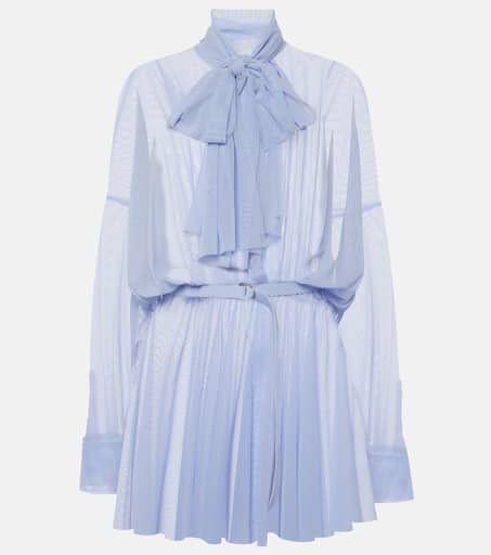 NORMA KAMALI〈ノーマカマリ〉Bow-detail embroidered minidress Norma Kamali Bow-detail embroidered cotton minidress Norma