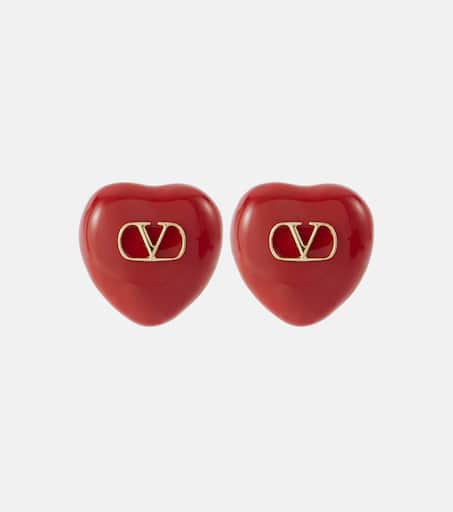 VALENTINO＞＞Coeur のエナメルクリップオンイヤリング Coeur Royal enamel clip-on earrings in red - Valentino