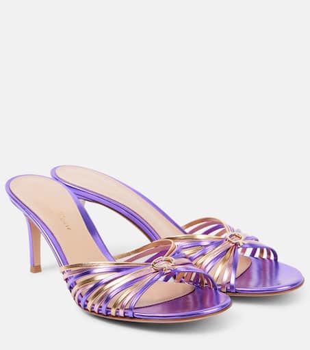 【関税&送料込】Gianvito Rossi Pink Leather Vyna Mules Gianvito Rossi | Bijoux mule 85 pink metallic sandals