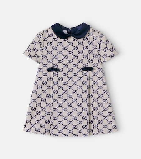 GUCCI キッズ GG ワンピース110cm Baby GG Canvas cotton-blend dress in beige - Gucci Kids | Mytheresa