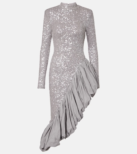 Sequined asymmetric midi dress