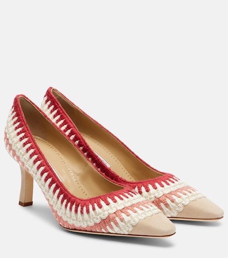 Ombohi 70 crochet suede pumps in beige - Manolo Blahnik | Mytheresa