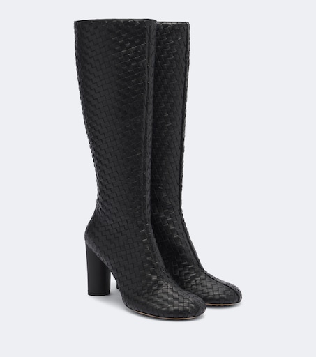 Cherry Intrecciato leather knee-high boots