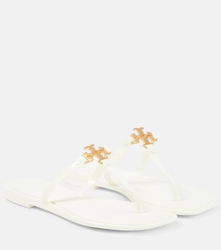 フラットシューズ TORY BURCH IVORY AND GOLD RUBBER ROXANNE JELLY FLATS Tory Burch Ivory And Gold Rubber Roxanne Jelly Flats