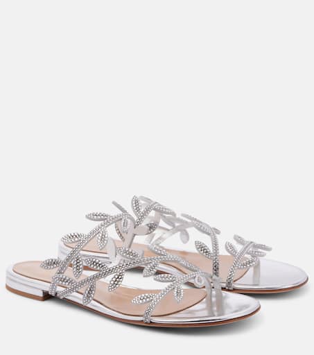 【関税&送料込】Gianvito Rossi Sandals Silver Gianvito Rossi - Silver Leather Ankle Strap Sandal, 55mm