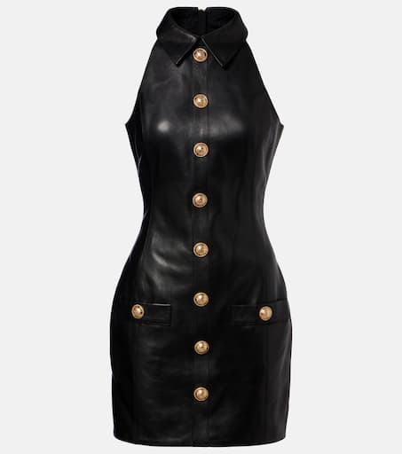 Leather minidress in black - Balmain | Mytheresa