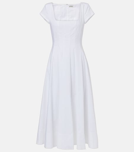 Staud White Wells Midi Dress