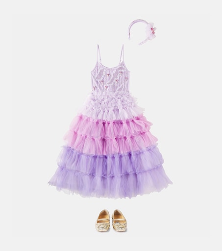Christian Louboutin Kids 바발렛 메탈릭 레더 발레리나 플랫