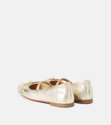 Christian Louboutin Kids 바발렛 메탈릭 레더 발레리나 플랫