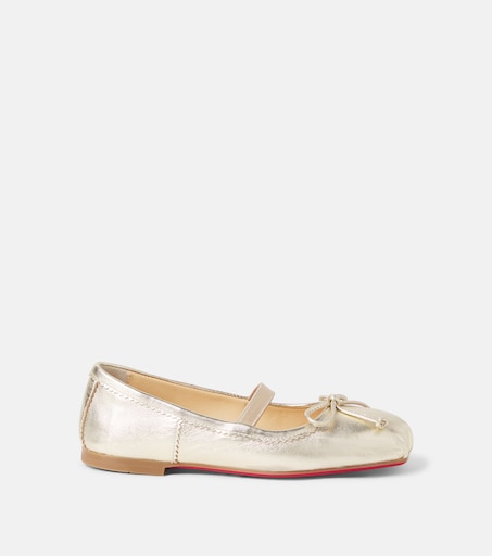 Christian Louboutin Kids 바발렛 메탈릭 레더 발레리나 플랫
