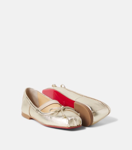 Christian Louboutin Kids 바발렛 메탈릭 레더 발레리나 플랫