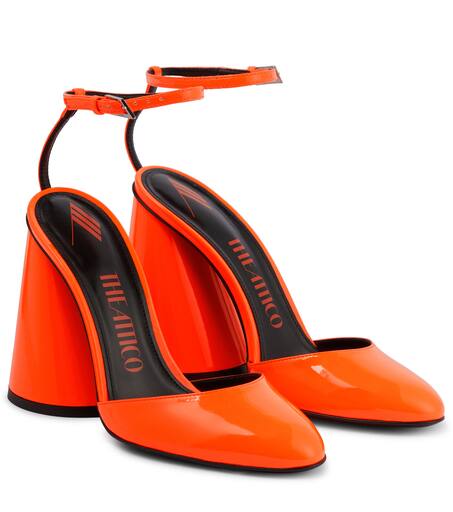 【The Attico】 Ruby chain-trimmedレギンス Grid 50 embellished leather slingback pumps in red - The