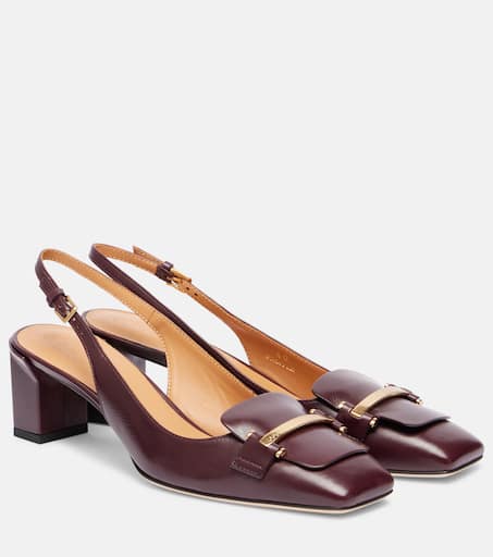 Barretta 50 leather slingback pumps in burgundy - Tods