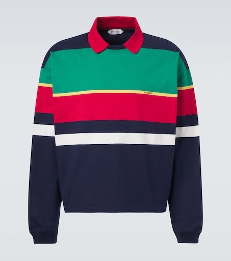 Versace Colorblocked cotton jersey polo sweatshirt