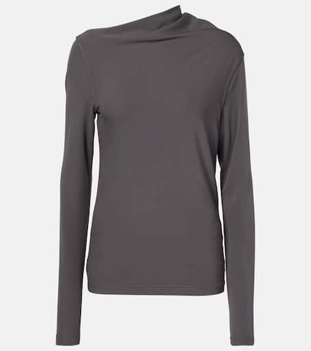 Draped jersey top in grey - Toteme | Mytheresa