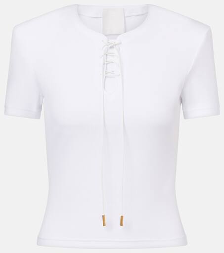 4G lace-up cotton-blend jersey T-shirt in white - Givenchy