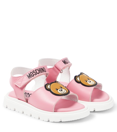 Teddy Bear leather sandals in pink - Moschino Kids | Mytheresa