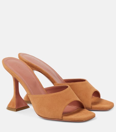 サンダル・ミュール AMINA MUADDI Brown suede Brigitte mules Amina Muaddi | Brigitte 95 brown leather mules | Savannahs