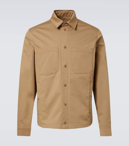 Cotton gabardine overshirt in beige - Moncler | Mytheresa