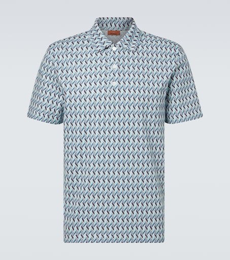 Zigzag cotton polo shirt in blue - Missoni | Mytheresa