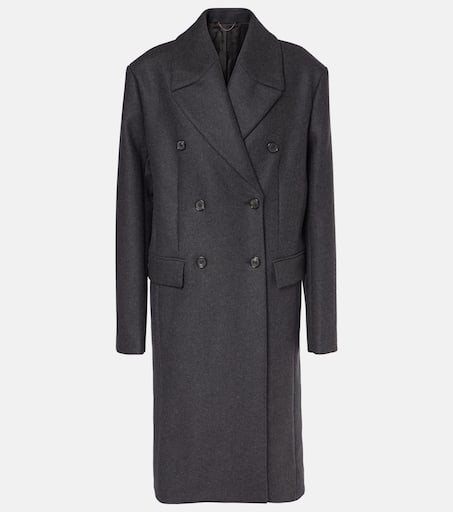 Double-breasted wool-blend felt coat in grey - Toteme