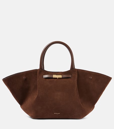 New York Midi suede tote bag in brown - De Mellier | Mytheresa
