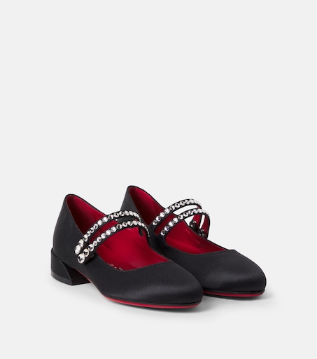 Christian Louboutin Kids 제인 필 새틴 크레이프 메리 제인 플랫