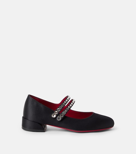 Christian Louboutin Kids 제인 필 새틴 크레이프 메리 제인 플랫