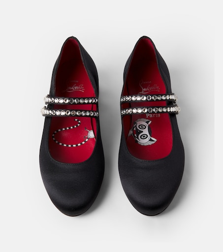 Christian Louboutin Kids 제인 필 새틴 크레이프 메리 제인 플랫