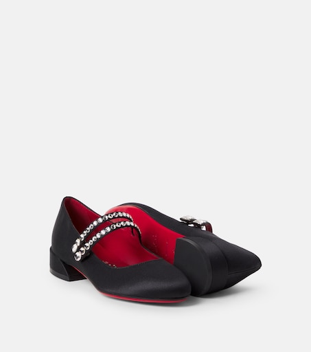 Christian Louboutin Kids 제인 필 새틴 크레이프 메리 제인 플랫